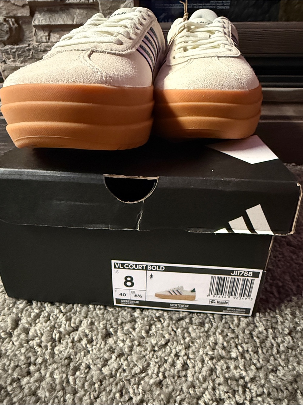 adidas Kids VL Court Bold Sneakers in Cream with Gum Sole